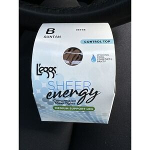 Leggs Sheer Energy Control Top Compression Sheer Tights Med Support Leg B Suntan